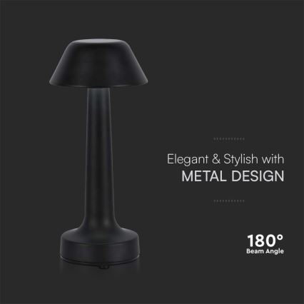 LED dimmbare, wiederaufladbare Touch-Tischlampe LED/1W/5V 3000-6000K 1800 mAh schwarz