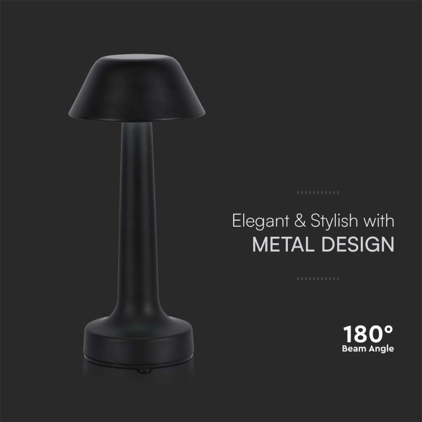 LED dimmbare, wiederaufladbare Touch-Tischlampe LED/1W/5V 3000-6000K 1800 mAh schwarz