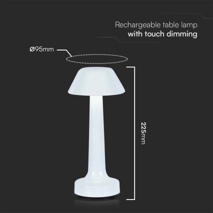 LED Dimmbarer wiederaufladbarer Touch-Tischleuchte LED/1W/5V 3000-6000K 1800 mAh weiß