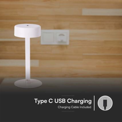 LED dimmbare, wiederaufladbare Touch-Tischlampe LED/3W/5V 3000-6000K 2400 mAh weiß