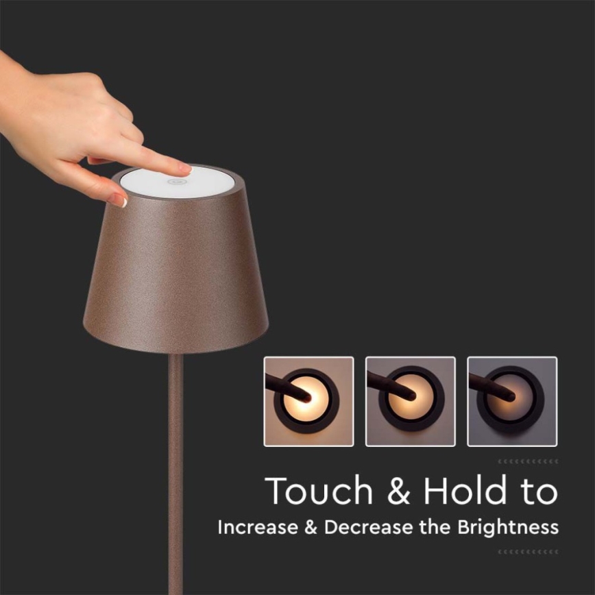 LED dimmbare wiederaufladbare Stehlampe 3in1 LED/4W/5V 4400 mAh 3000K IP54 Braun