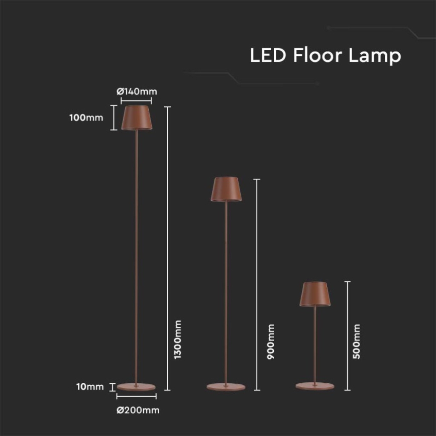 LED dimmbare wiederaufladbare Stehlampe 3in1 LED/4W/5V 4400 mAh 3000K IP54 Braun