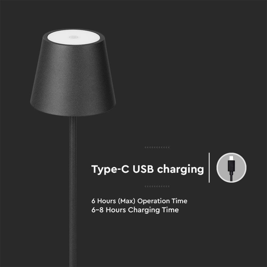 LED dimmbare wiederaufladbare Stehlampe 3in1 LED/4W/5V 4400 mAh 3000K IP54 schwarz