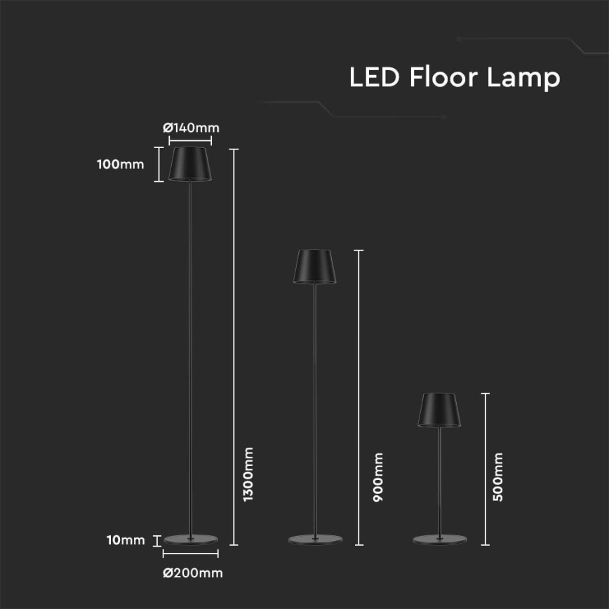 LED dimmbare wiederaufladbare Stehlampe 3in1 LED/4W/5V 4400 mAh 3000K IP54 schwarz