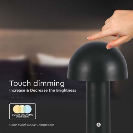 LED dimmbare wiederaufladbare Touch-Tischlampe LED/1W/5V 3000-6000K 1800 mAh schwarz
