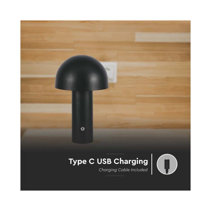 LED dimmbare wiederaufladbare Touch-Tischlampe LED/1W/5V 3000-6000K 1800 mAh schwarz
