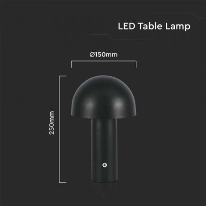 LED dimmbare wiederaufladbare Touch-Tischlampe LED/1W/5V 3000-6000K 1800 mAh schwarz