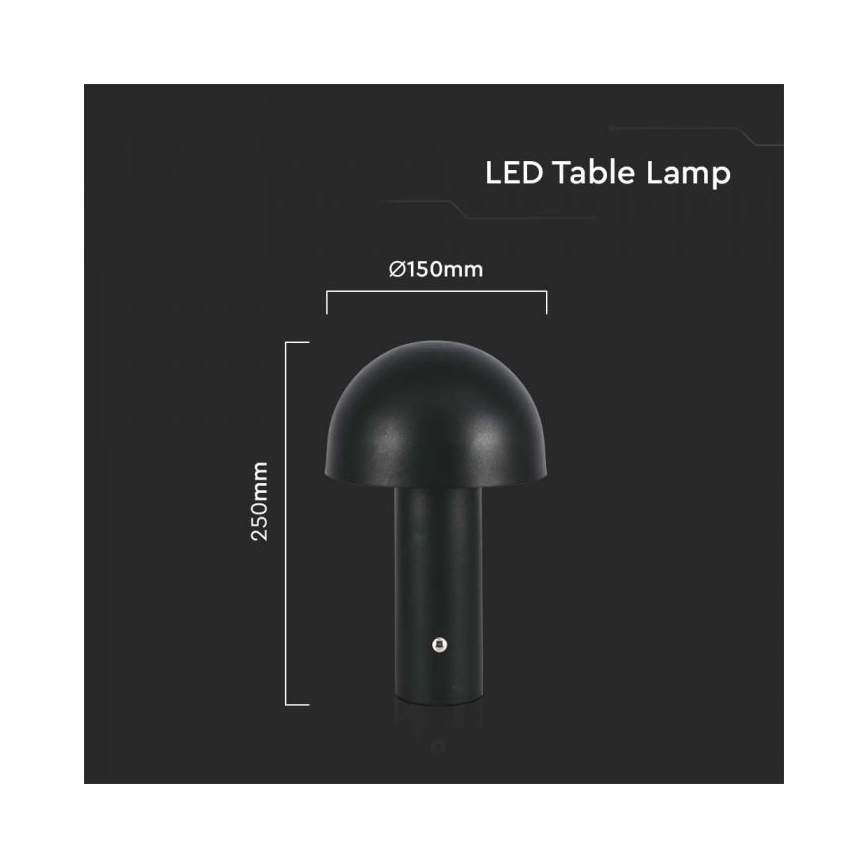 LED dimmbare wiederaufladbare Touch-Tischlampe LED/1W/5V 3000-6000K 1800 mAh schwarz