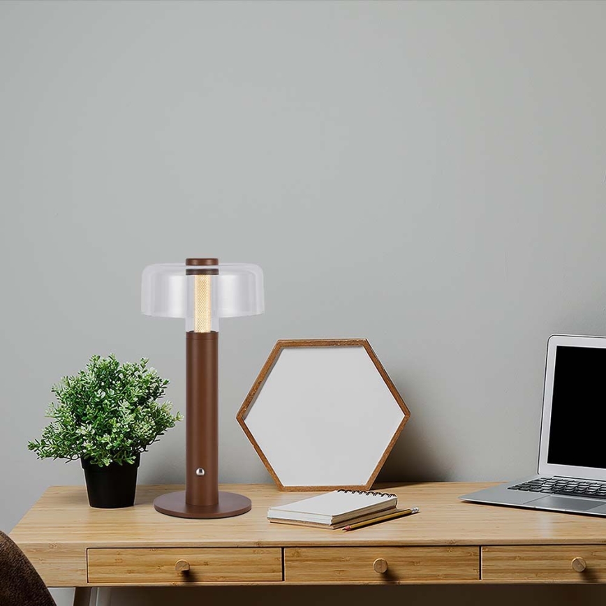 LED dimmbare wiederaufladbare Touch-Tischlampe LED/1W/5V 3000K 1800 mAh braun