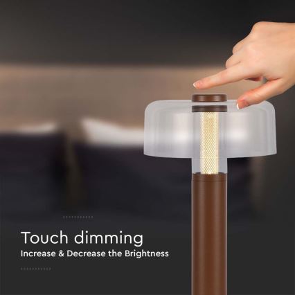 LED dimmbare wiederaufladbare Touch-Tischlampe LED/1W/5V 3000K 1800 mAh braun