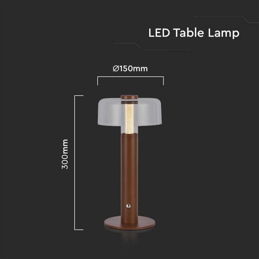 LED dimmbare wiederaufladbare Touch-Tischlampe LED/1W/5V 3000K 1800 mAh braun