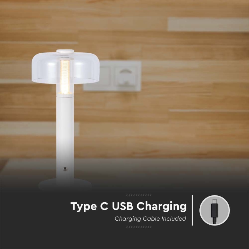 LED dimmbare, wiederaufladbare Touch-Tischlampe LED/1W/5V 3000K 1800 mAh weiß