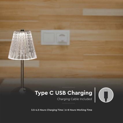 LED dimmbare, wiederaufladbare Touch-Tischlampe LED/2,4W/5V 3000-6000K 1800 mAh glänzender Chrom