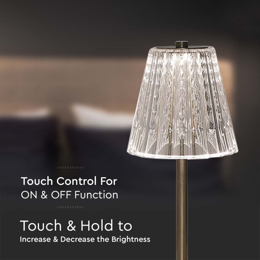 LED dimmbare, wiederaufladbare Touch-Tischlampe LED/2,4W/5V 3000-6000K 1800 mAh glänzender Chrom