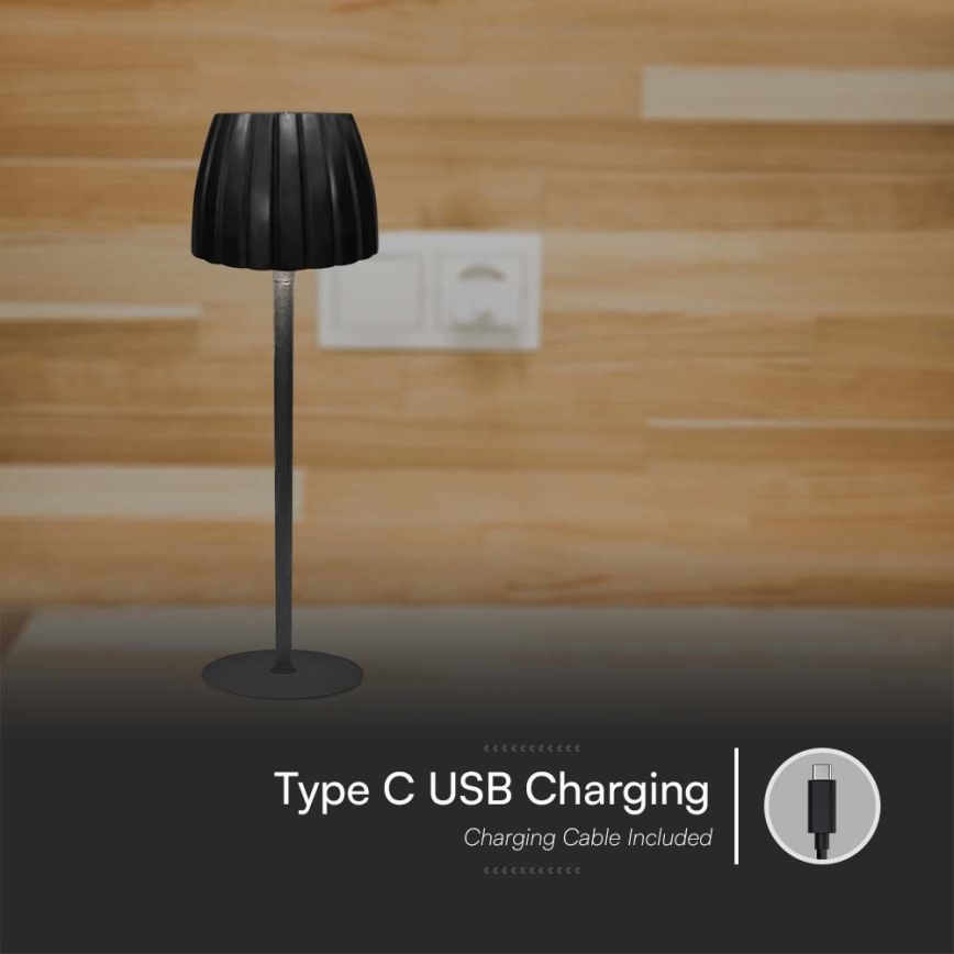 LED dimmbare, wiederaufladbare Touch-Tischlampe LED/2,7W/5V 3000/4000/6000K 1800 mAh schwarz