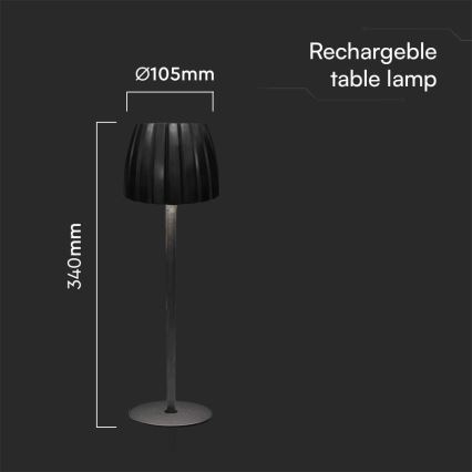 LED dimmbare, wiederaufladbare Touch-Tischlampe LED/2,7W/5V 3000/4000/6000K 1800 mAh schwarz