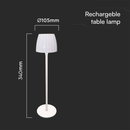 LED Dimmbarer wiederaufladbarer Touch-Tischlampen LED/2,7W/5V 3000/4000/6000K 1800 mAh Weiß