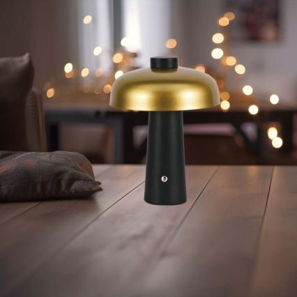LED dimmbare wiederaufladbare Touch-Tischlampe LED/3W/5V 3000-6000K 1800 mAh schwarz/gold