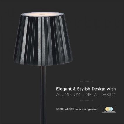 LED dimmbare wiederaufladbare Touch-Tischlampe LED/4W/5V 3000-6000K 1800 mAh schwarz
