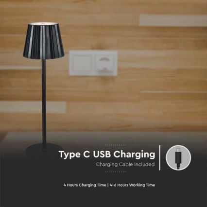 LED dimmbare wiederaufladbare Touch-Tischlampe LED/4W/5V 3000-6000K 1800 mAh schwarz