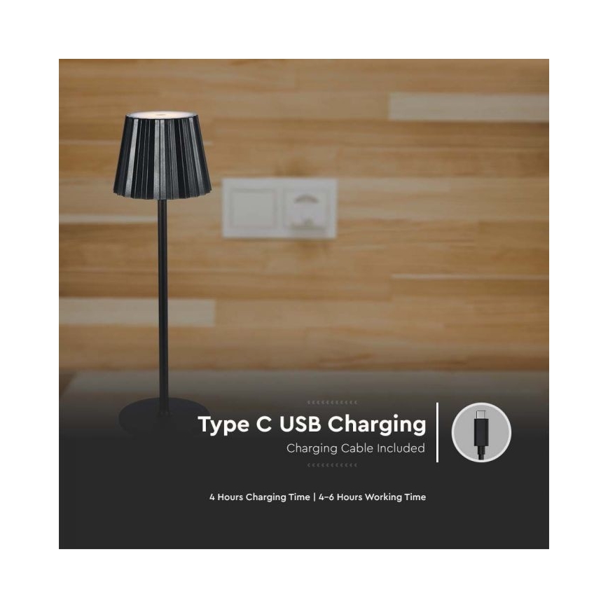 LED dimmbare wiederaufladbare Touch-Tischlampe LED/4W/5V 3000-6000K 1800 mAh schwarz
