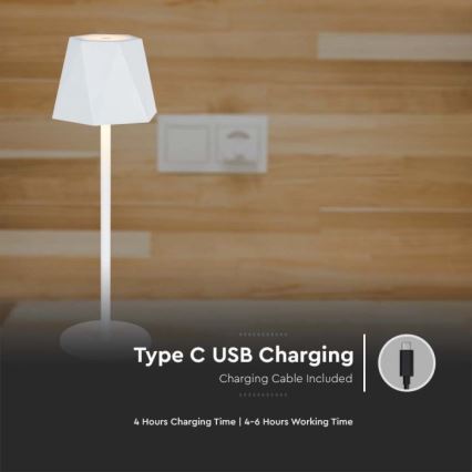 LED dimmbare wiederaufladbare Touch-Tischlampe LED/4W/5V 3000-6000K 1800 mAh weiß
