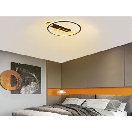 LED dimmbare Deckenleuchte LED/60W/230V 3000-6500K Schwarz + Fernbedienung