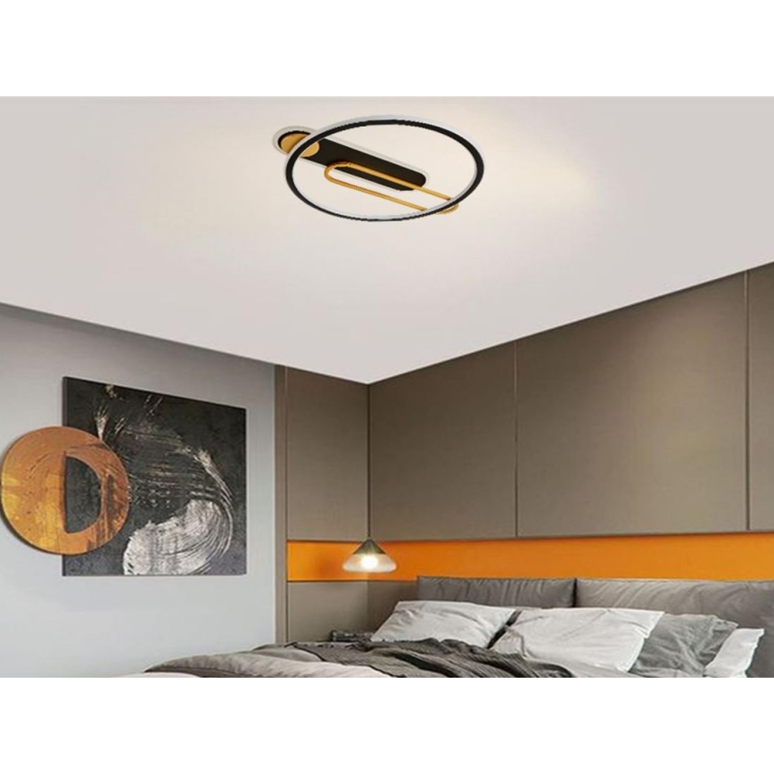 LED dimmbare Deckenleuchte LED/60W/230V 3000-6500K Schwarz + Fernbedienung