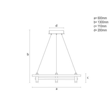 LED dimmbare Pendelleuchte an Kabel, 100 W, 230 V, 3000–6500 K, Ø 60 cm, inkl. Fernbedienung