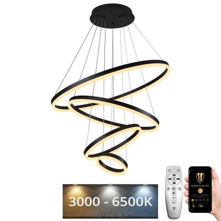 LED dimmbare Hängeleuchte an Seil LED/165W/230V 3000-6500K Ø 80 cm + Fernbedienung