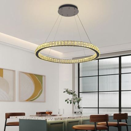 LED dimmbarer Kristall-Kronleuchter an Kabel LED/100W/230V 3000-6500K Silber + Fernbedienung