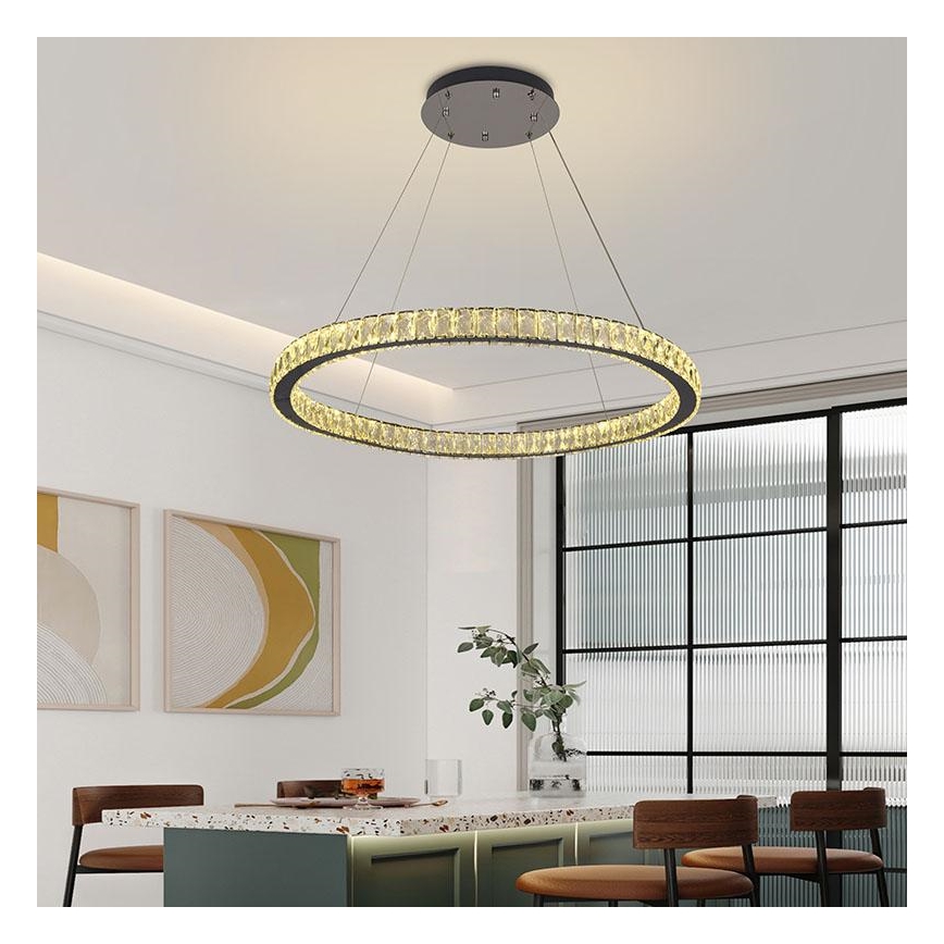 LED dimmbarer Kristall-Kronleuchter an Kabel LED/100W/230V 3000-6500K Silber + Fernbedienung