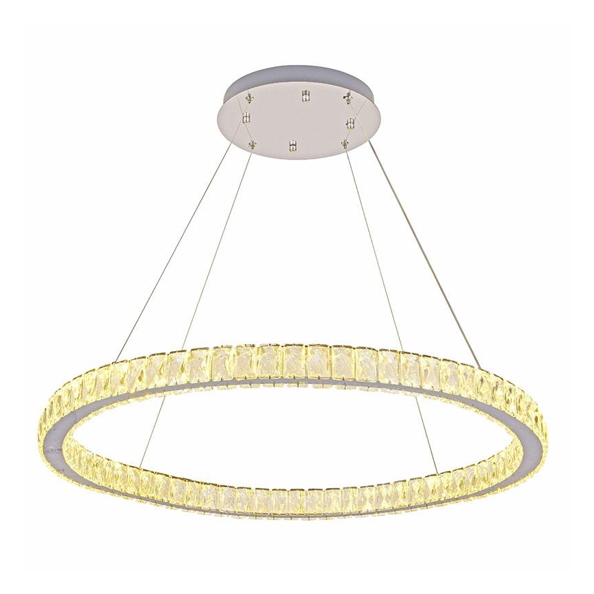 LED dimmbarer Kristall-Kronleuchter an Kabel LED/100W/230V 3000-6500K Silber + Fernbedienung