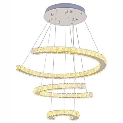 LED dimmbarer Kristall-Kronleuchter an Kabel LED/100W/230V 3000-6500K Silber + Fernbedienung