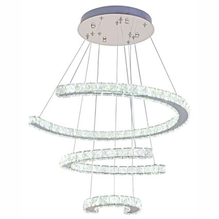 LED dimmbarer Kristall-Kronleuchter an Kabel LED/100W/230V 3000-6500K Silber + Fernbedienung