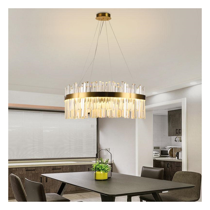 LED dimmbarer Kristall-Kronleuchter an Kabel LED/110W/230V 3000-6500K gold + Fernbedienung