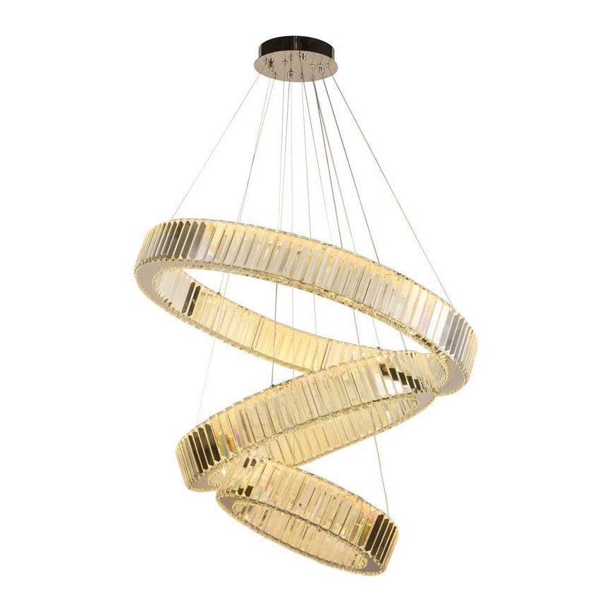 LED dimmbarer Kristall-Kronleuchter an Kabel LED/115W/230V 3000-6500K glänzender Chrom + Fernbedienung