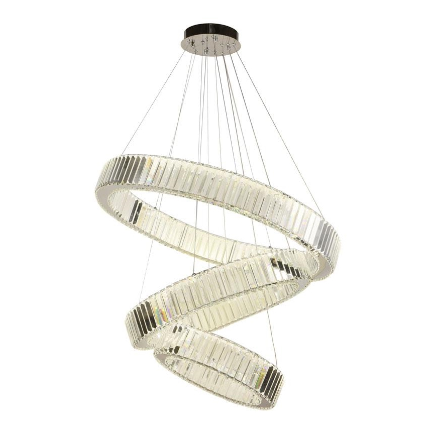 LED dimmbarer Kristall-Kronleuchter an Kabel LED/115W/230V 3000-6500K glänzender Chrom + Fernbedienung