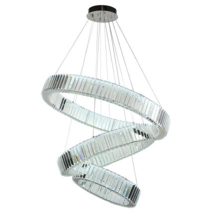 LED dimmbarer Kristall-Kronleuchter an Kabel LED/115W/230V 3000-6500K glänzender Chrom + Fernbedienung