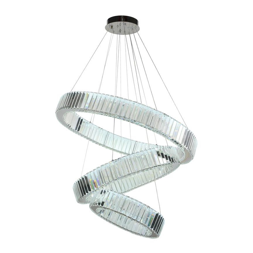 LED dimmbarer Kristall-Kronleuchter an Kabel LED/115W/230V 3000-6500K glänzender Chrom + Fernbedienung