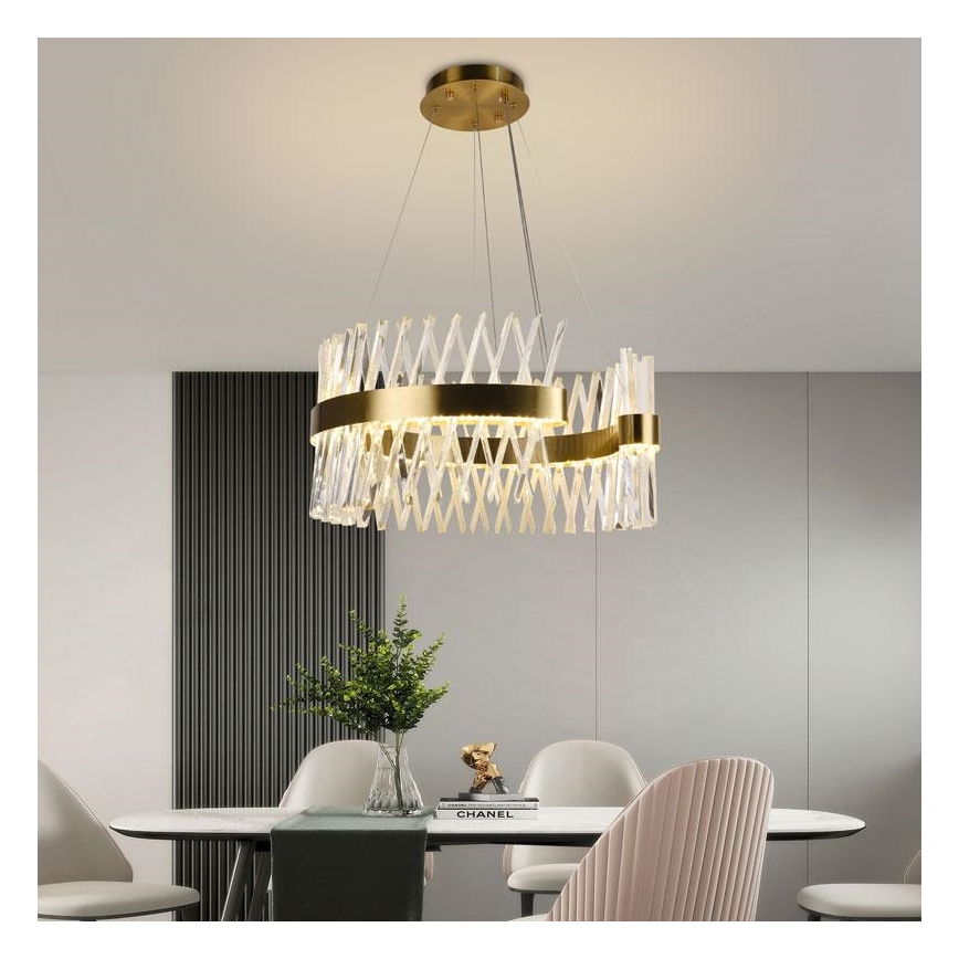 LED dimmbarer Kristall-Kronleuchter an Kabel LED/130W/230V 3000-6500K goldfarben + Fernbedienung