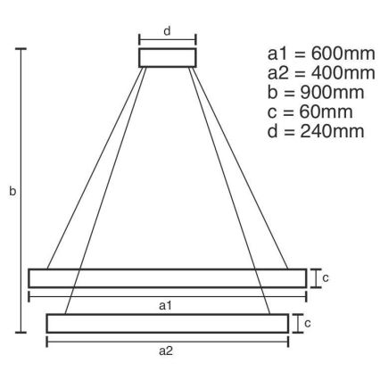 LED dimmbare Hängeleuchte an Seil LED/135W/230V 3000-6500K Ø 60 cm + Fernbedienung
