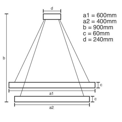 LED dimmbare Hängeleuchte an Seil LED/135W/230V 3000-6500K Ø 60 cm + Fernbedienung