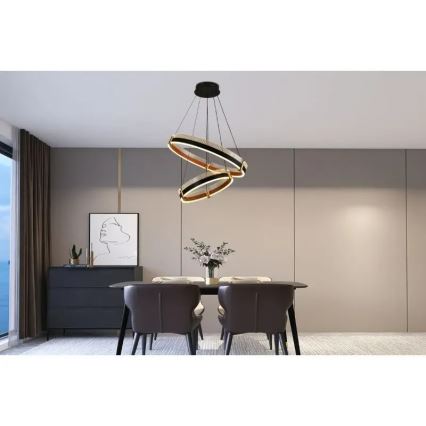 LED dimmbare Hängeleuchte an Seil LED/140W/230V 3000-6500K Ø 60 cm + Fernbedienung