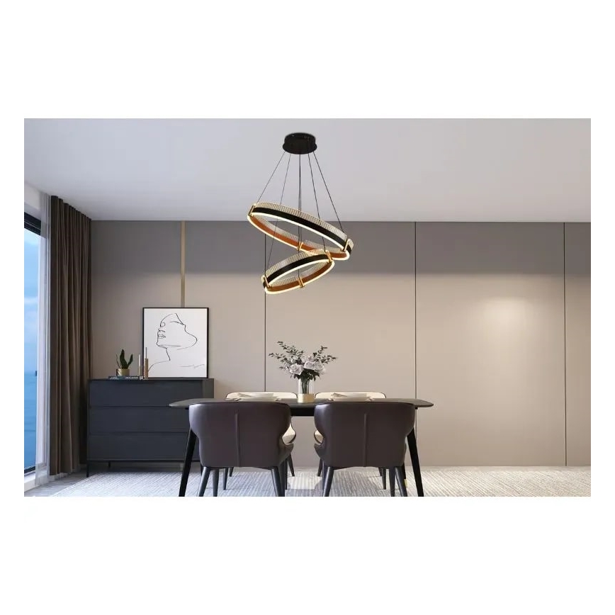 LED dimmbare Hängeleuchte an Seil LED/140W/230V 3000-6500K Ø 60 cm + Fernbedienung