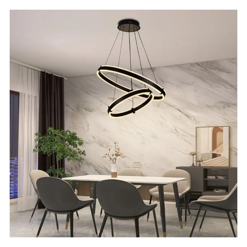 LED dimmbare Hängeleuchte an Seil LED/140W/230V 3000-6500K Ø 60 cm + Fernbedienung
