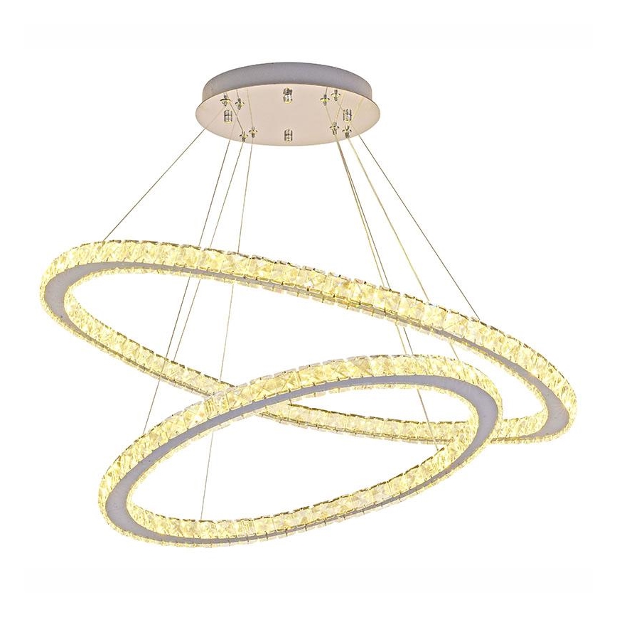 LED dimmbarer Kristall-Kronleuchter an Kabel LED/160W/230V 3000-6500K Silber + Fernbedienung