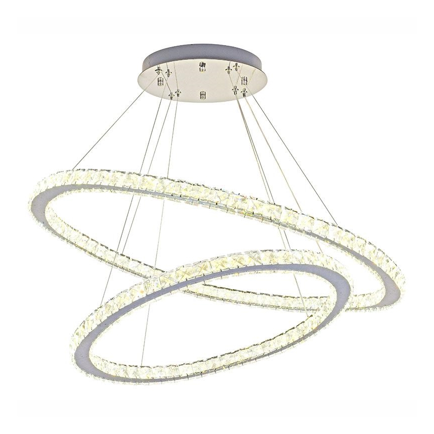 LED dimmbarer Kristall-Kronleuchter an Kabel LED/160W/230V 3000-6500K Silber + Fernbedienung