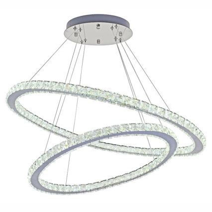 LED dimmbarer Kristall-Kronleuchter an Kabel LED/160W/230V 3000-6500K Silber + Fernbedienung