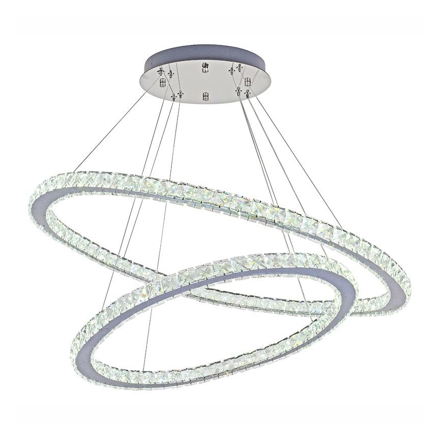 LED dimmbarer Kristall-Kronleuchter an Kabel LED/160W/230V 3000-6500K Silber + Fernbedienung